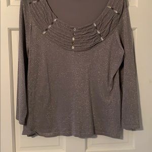 Reba metallic gray embellished sweater SZ XL